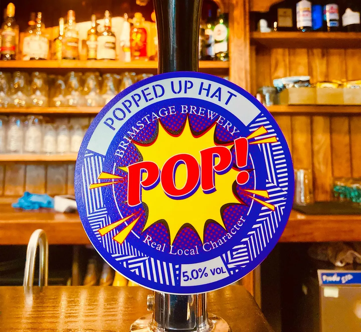 Introducing "Popped Up Hat," a new pale ale from Brimstage Brewery, now on tap at The Wheatsheaf Inn in Wirral! This vibrant brew features a huge aroma and bold flavor, making it a standout choice for beer lovers. With an ABV of 5%, it promises a refreshing experience perfect for any occasion